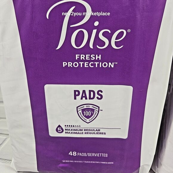 Poise Maximum regular Absorbency Incontinence Pads long 5-drop 96 count - Picture 3 of 4